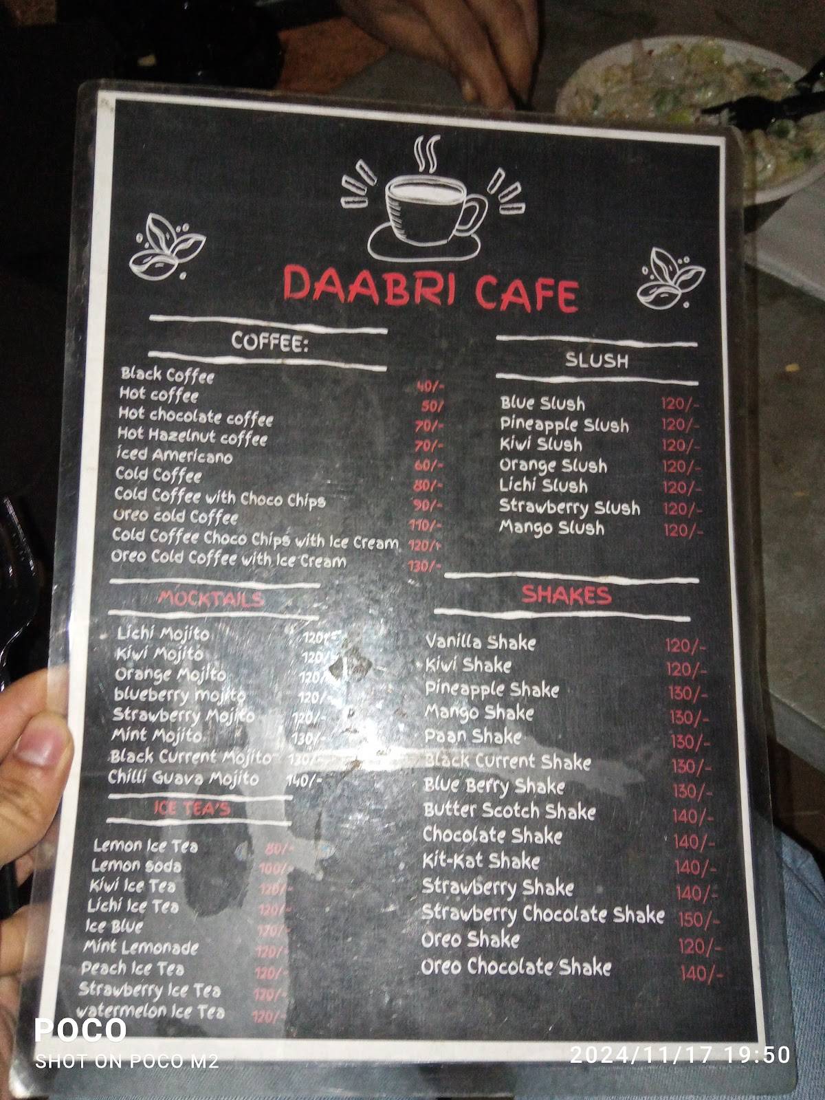 Daabri Cafe House menu