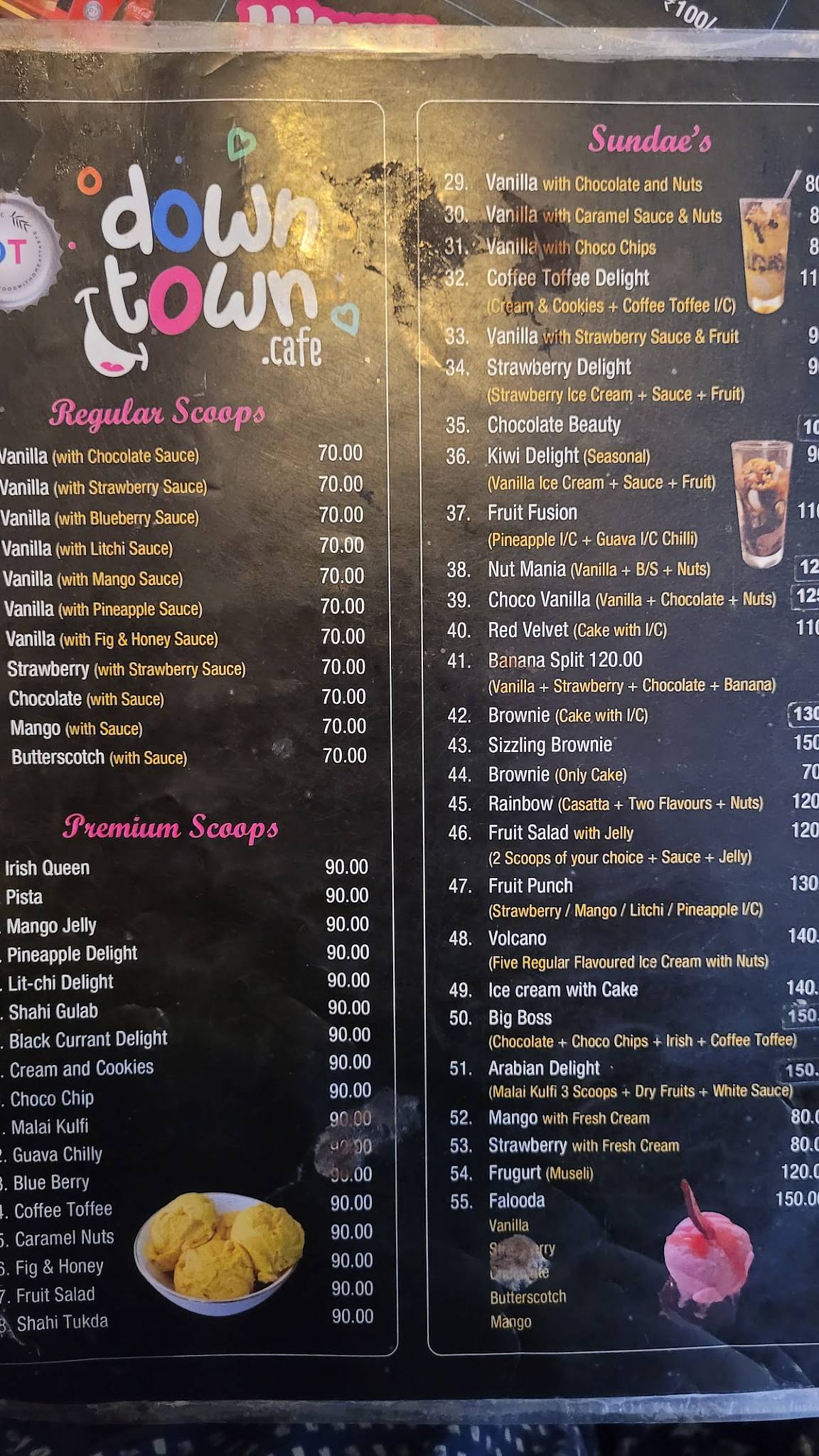 Down Town Café menu
