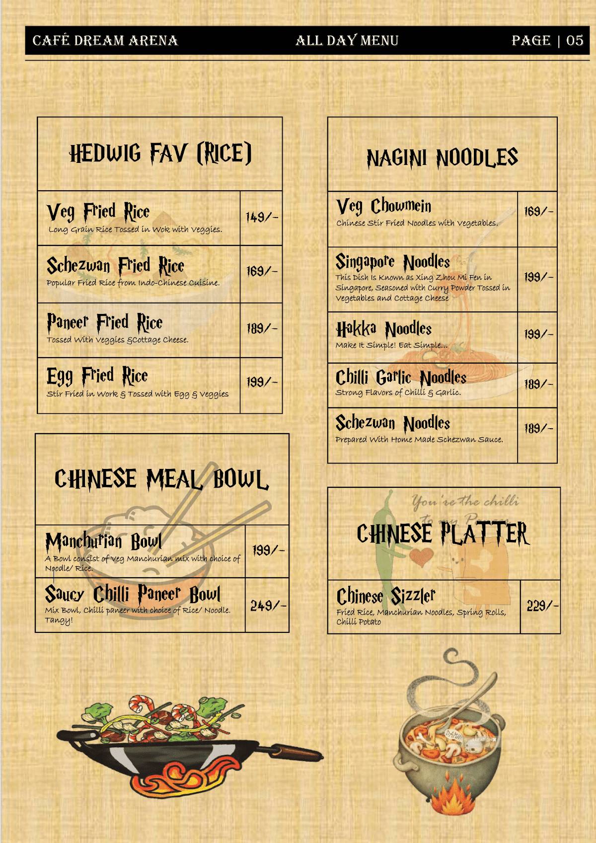 Cafe Dream Arena - Gwalior menu