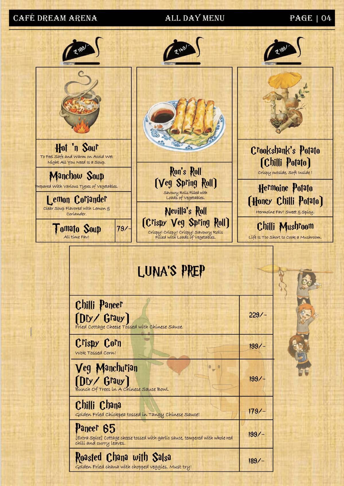 Cafe Dream Arena - Gwalior menu
