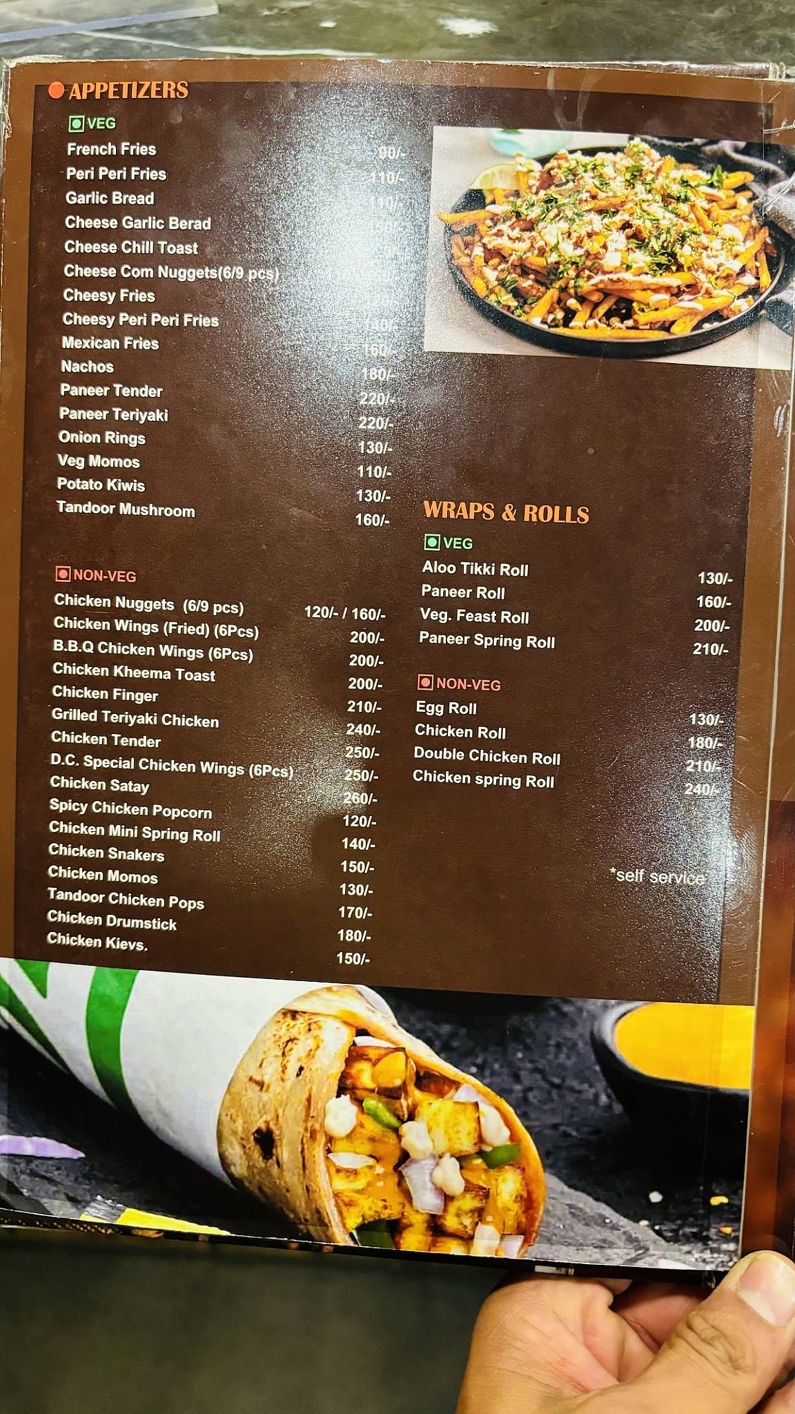 Durga Snacks & Cafe menu