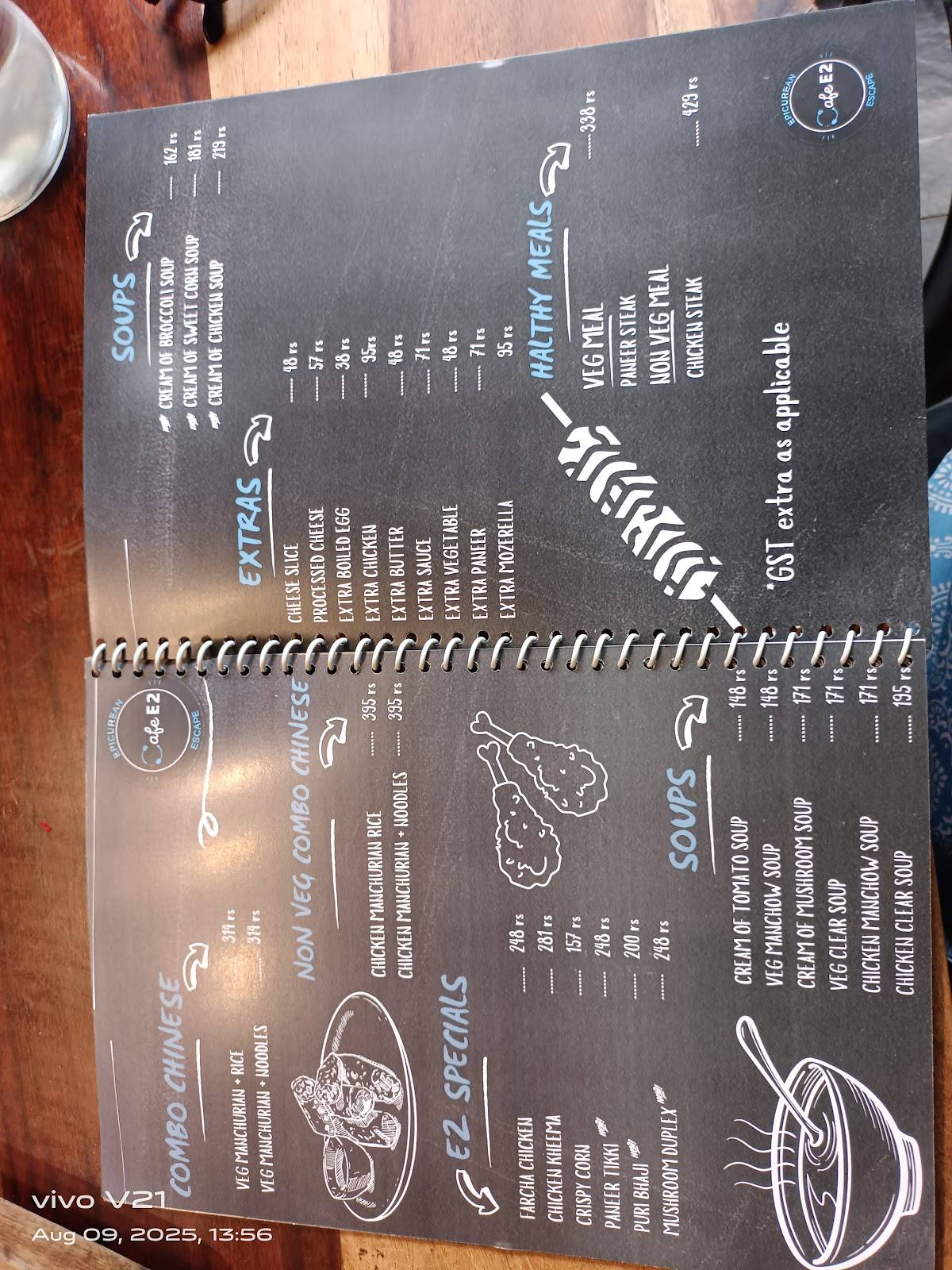 Cafe E2 - Epicurean Escape menu