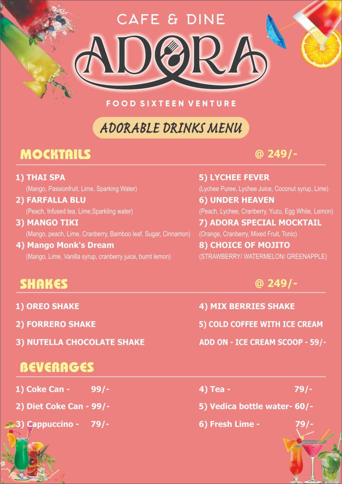 Food Sixteen menu