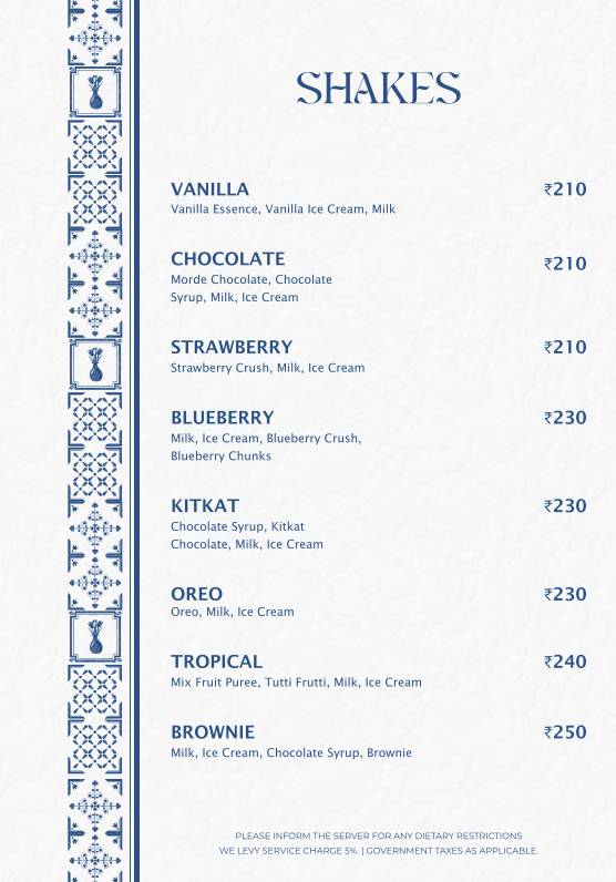 Gree ca Cafe Rooftop menu