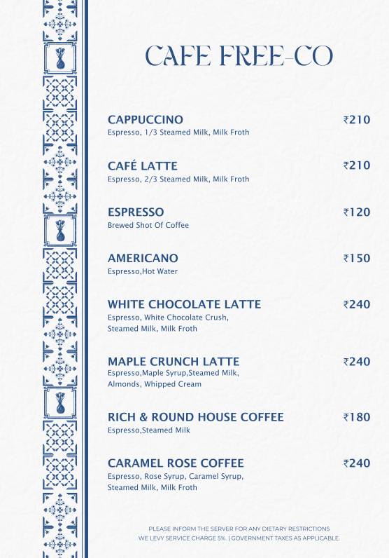Gree ca Cafe Rooftop menu