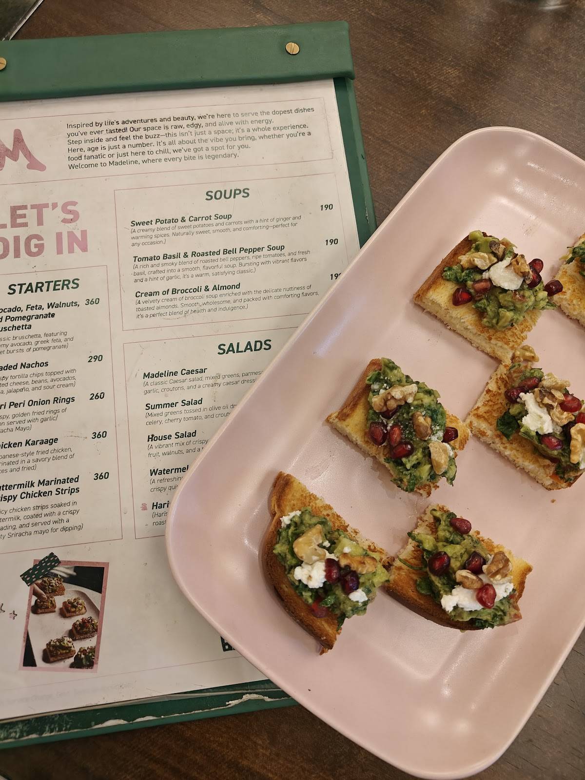 Madéline India menu