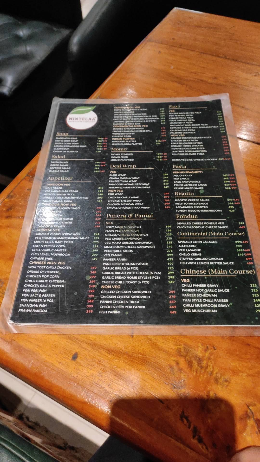 Nottcut house menu