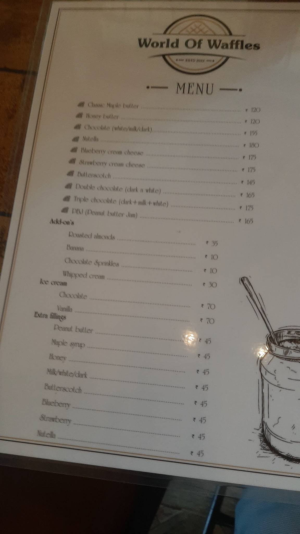 Cafe Mondo menu