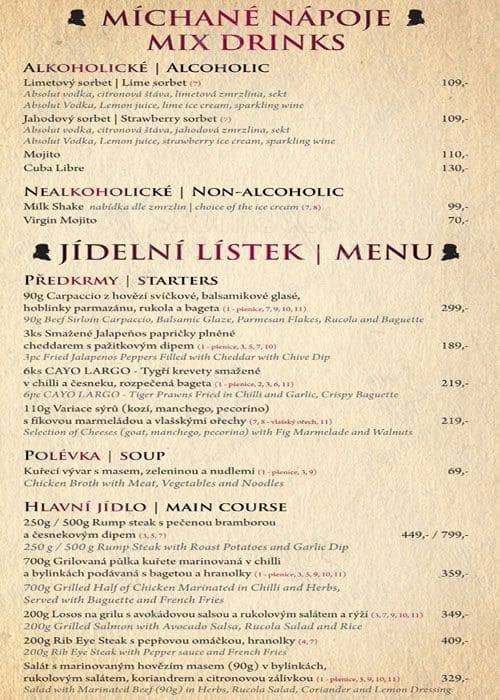 Café Mozart menu