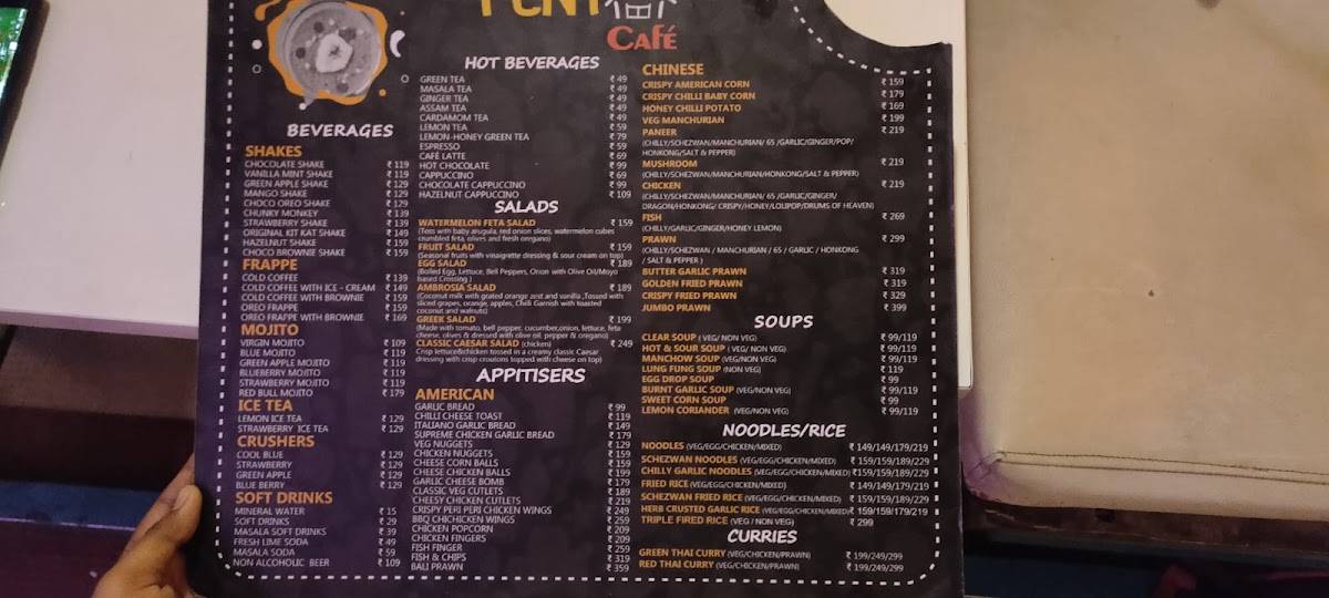PENT Café menu