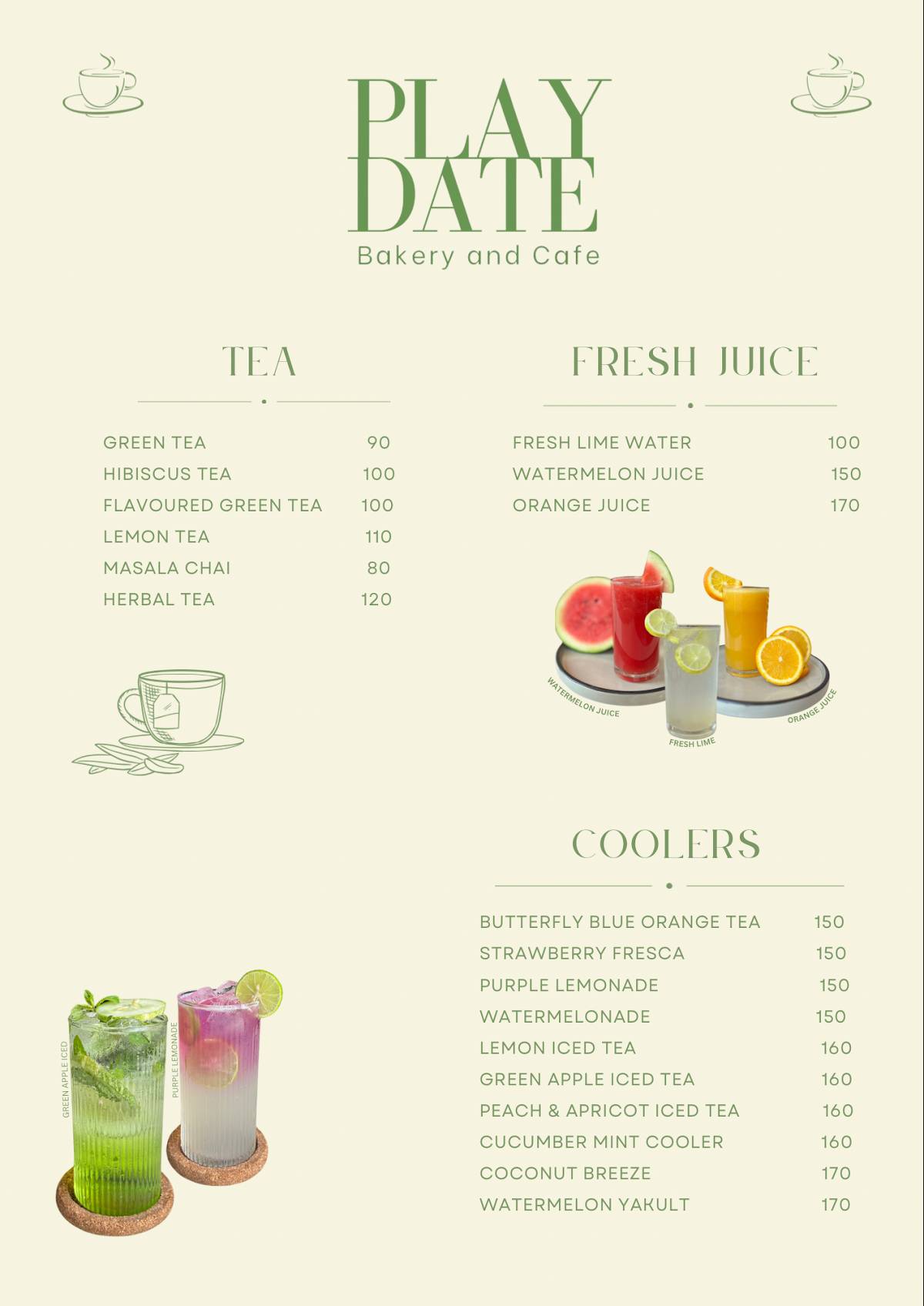 Playdate-Playarea&Cafe menu