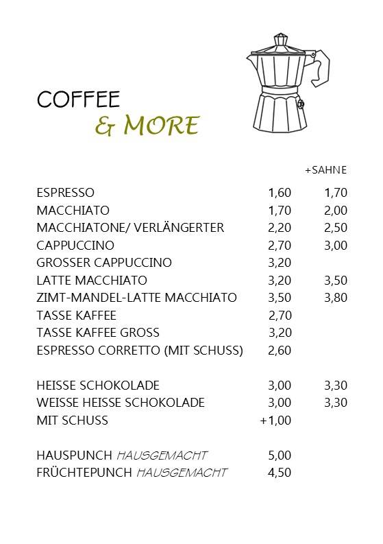 Menu de Cafe Prantl