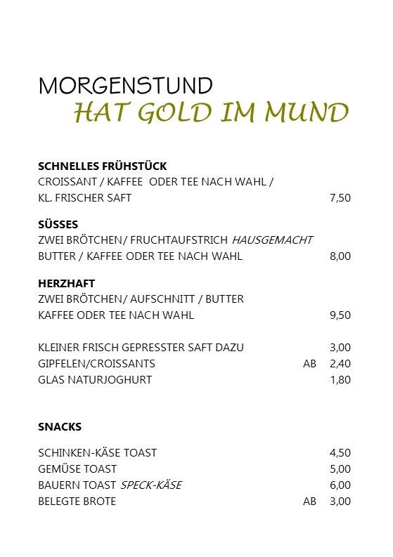 Menu de Cafe Prantl