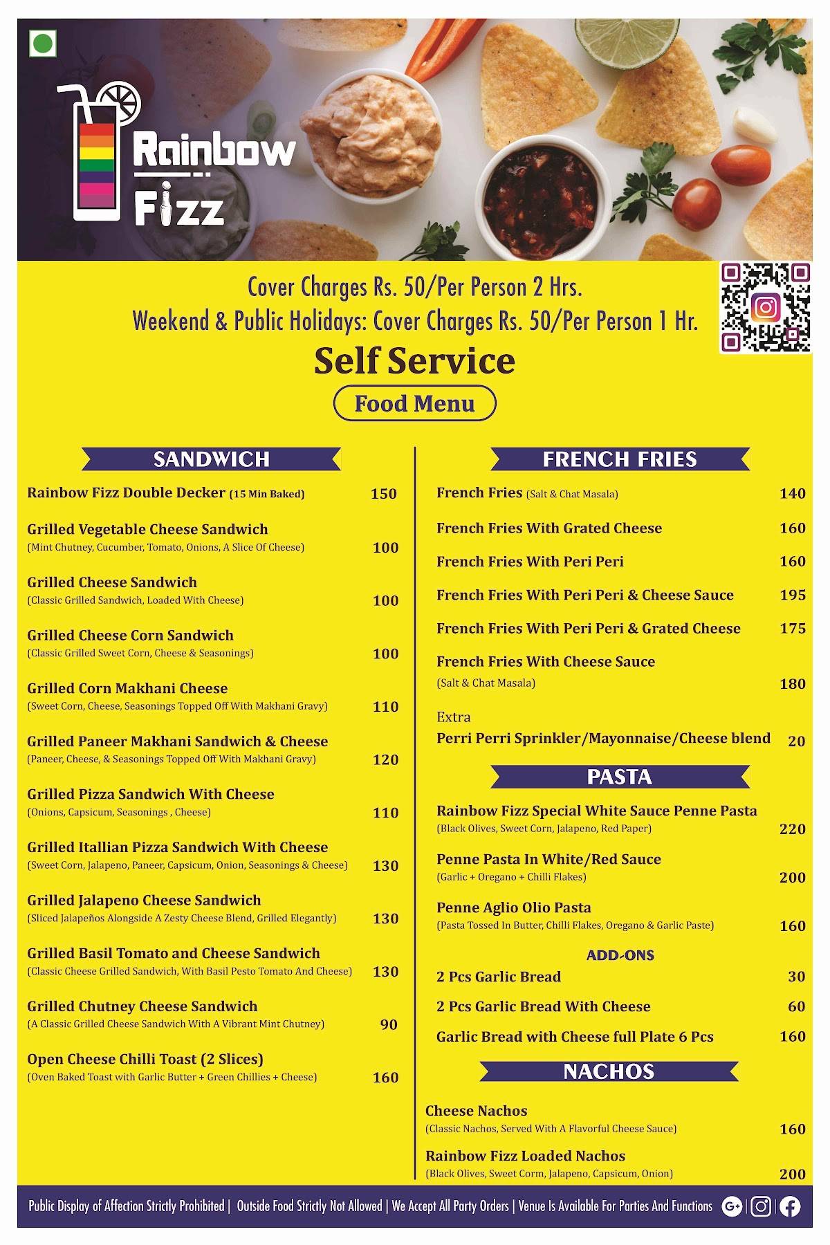 Rainbow Fizz Cafe menu