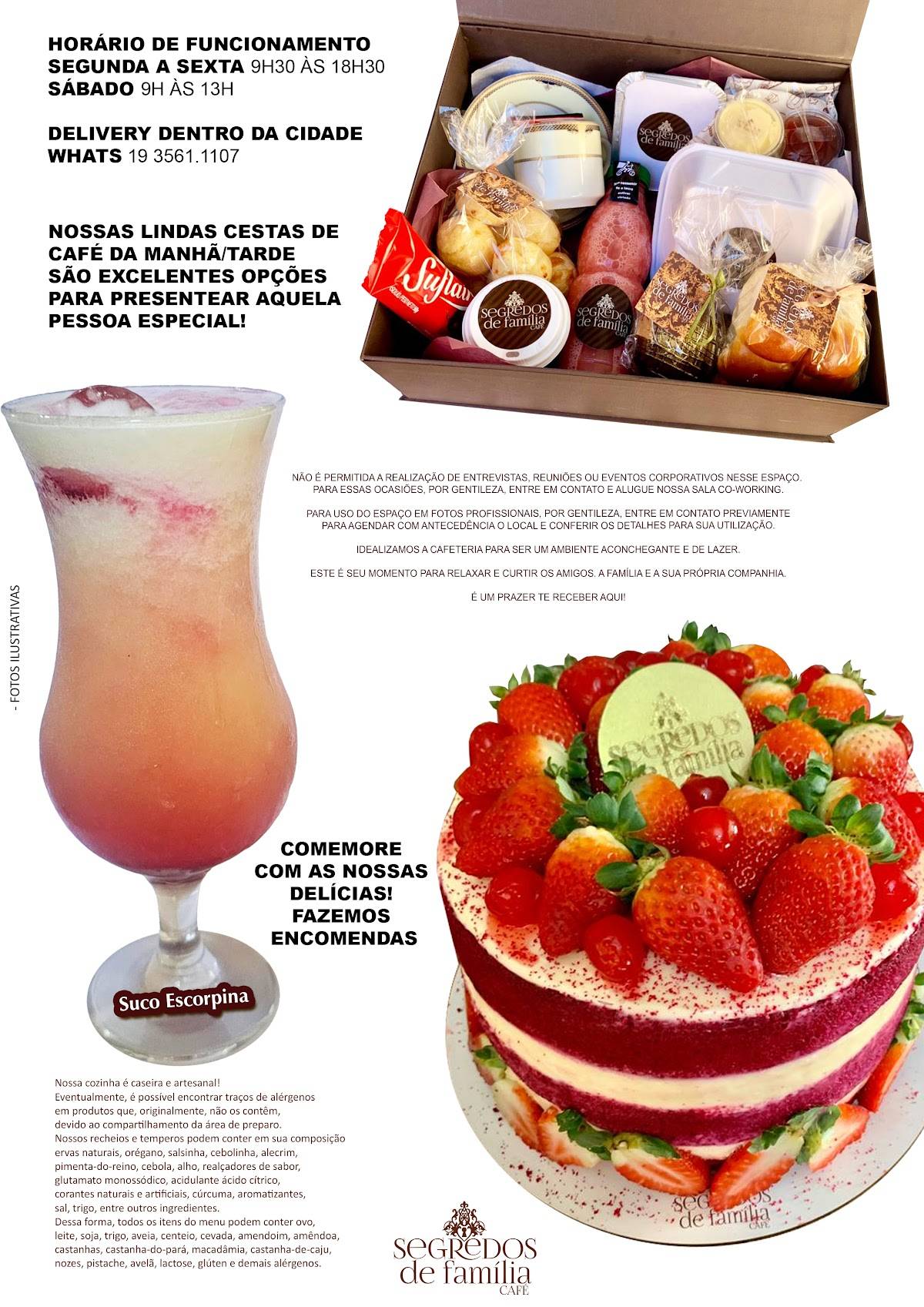 Segredos de Família Café cardápio
