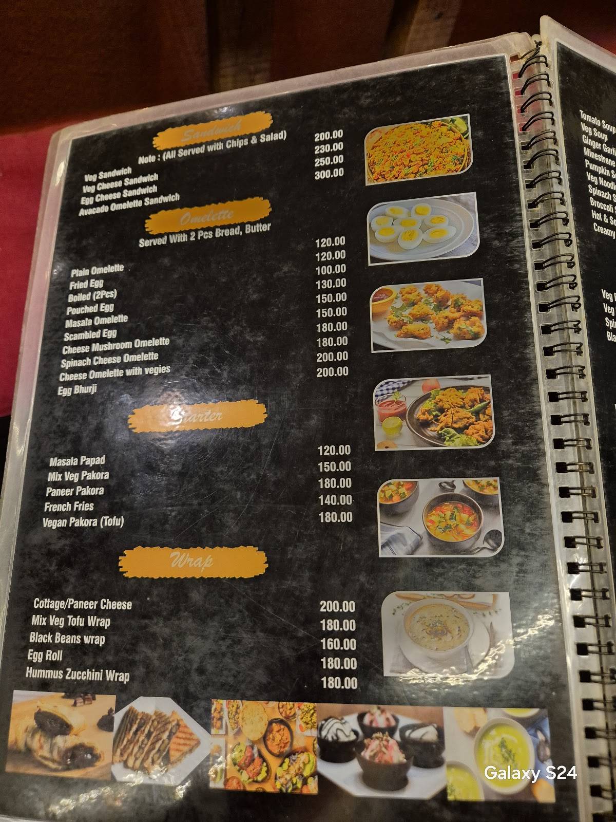 Shambala Cafe menu