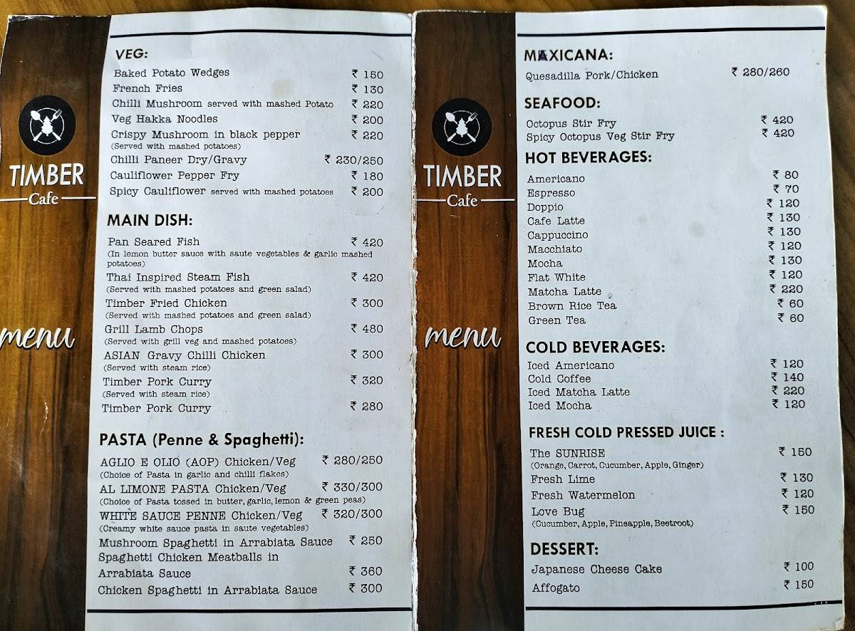 TIMBER CAFE IMPHAL menu
