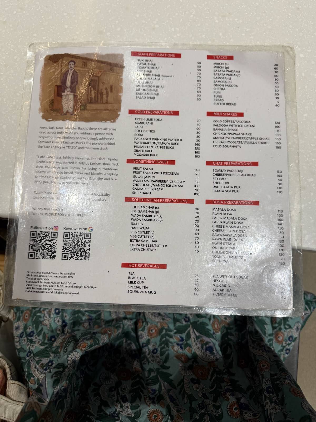Cafe Tato menu