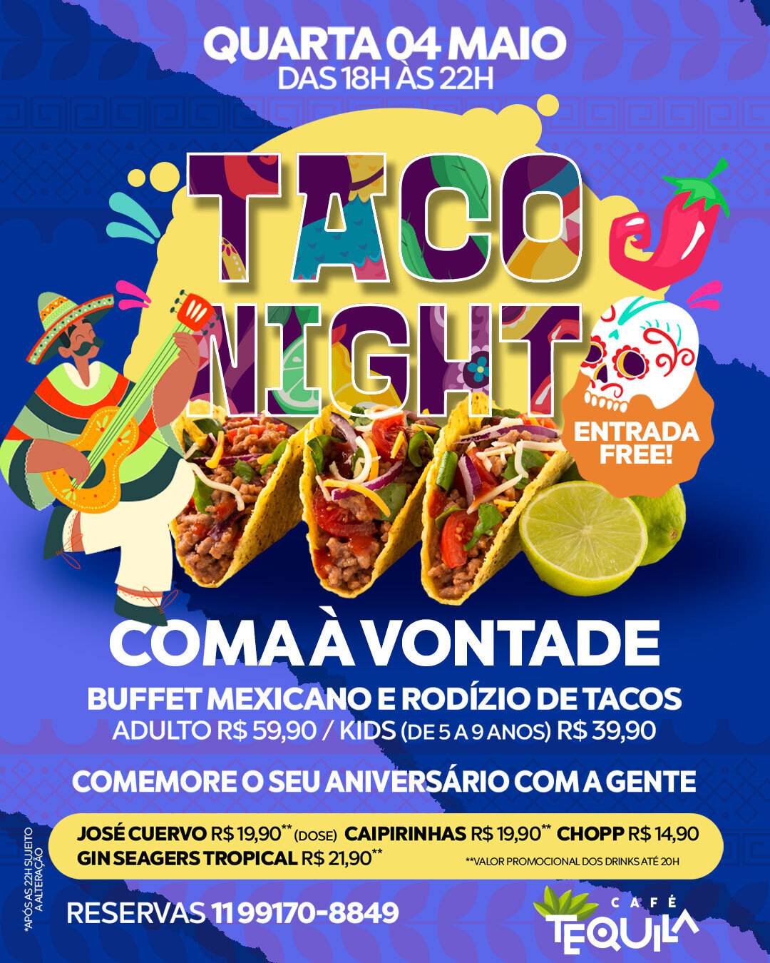 Café Tequila cardápio