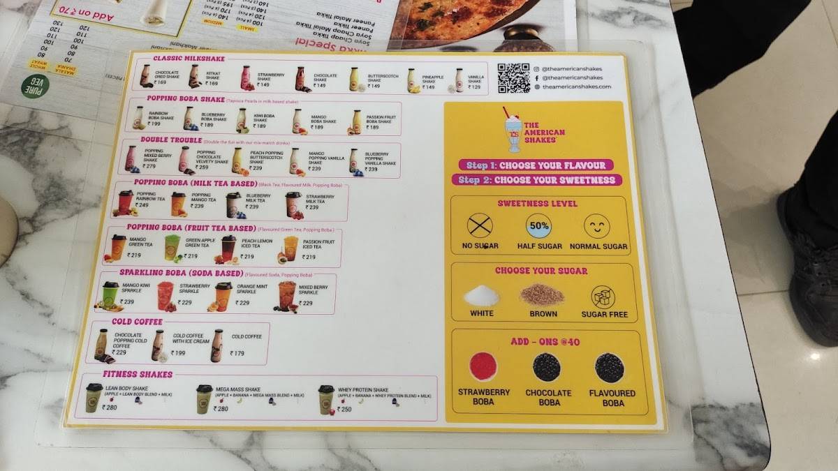 The American Shakes menu