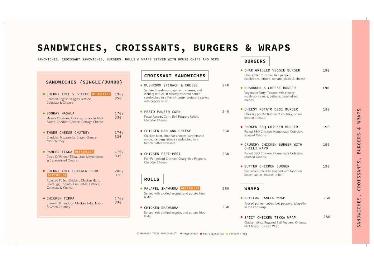 The Cherry Tree Cafe menu