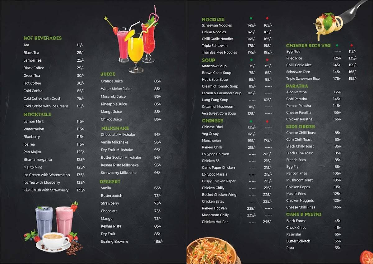 The Hungerer's Talkies Filmy Cafe Restro menu