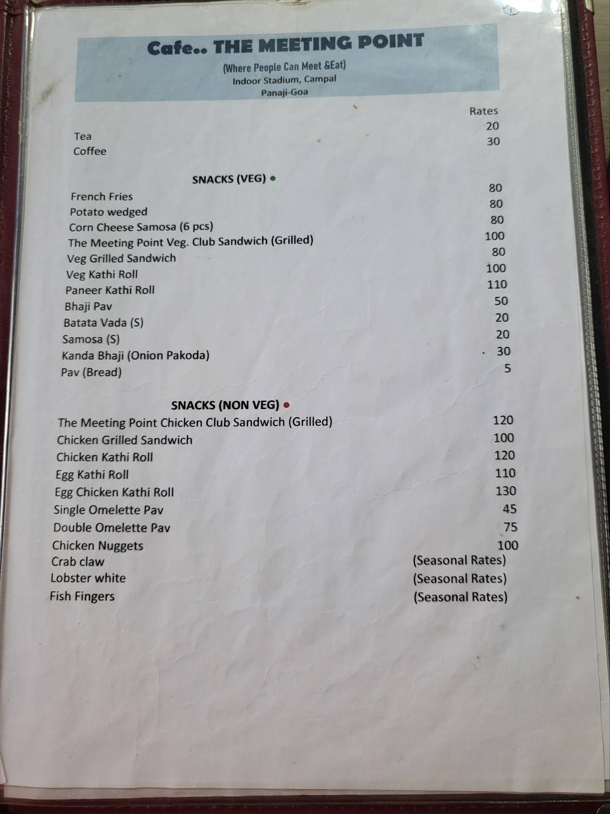 Cafe The Meeting Point Restaurant menu