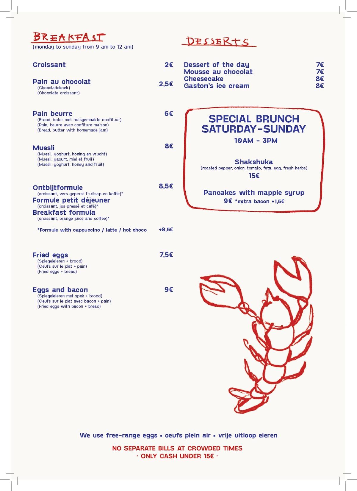 Menu de Café Walvis