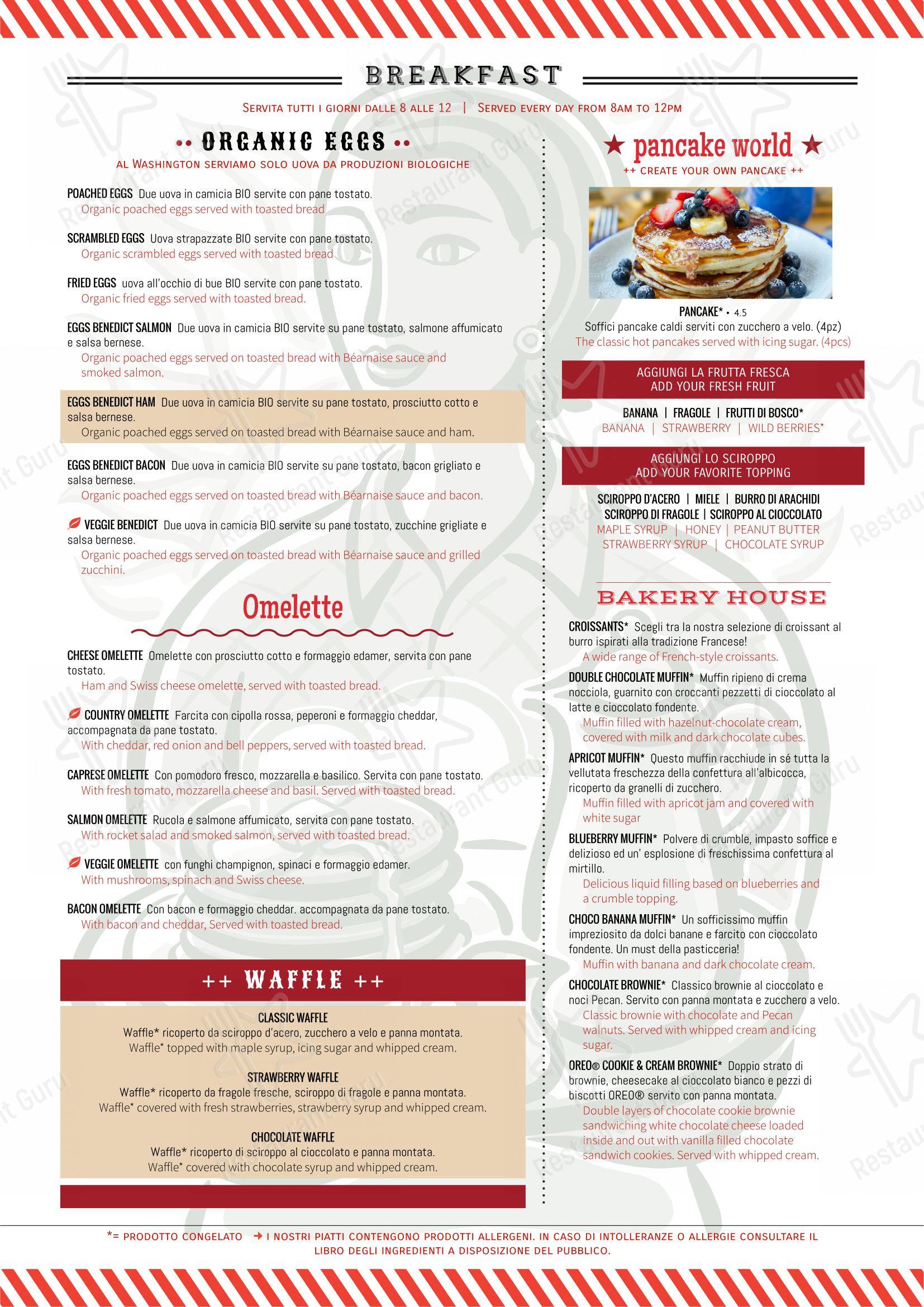 Caffe Washington in Roma - Menu