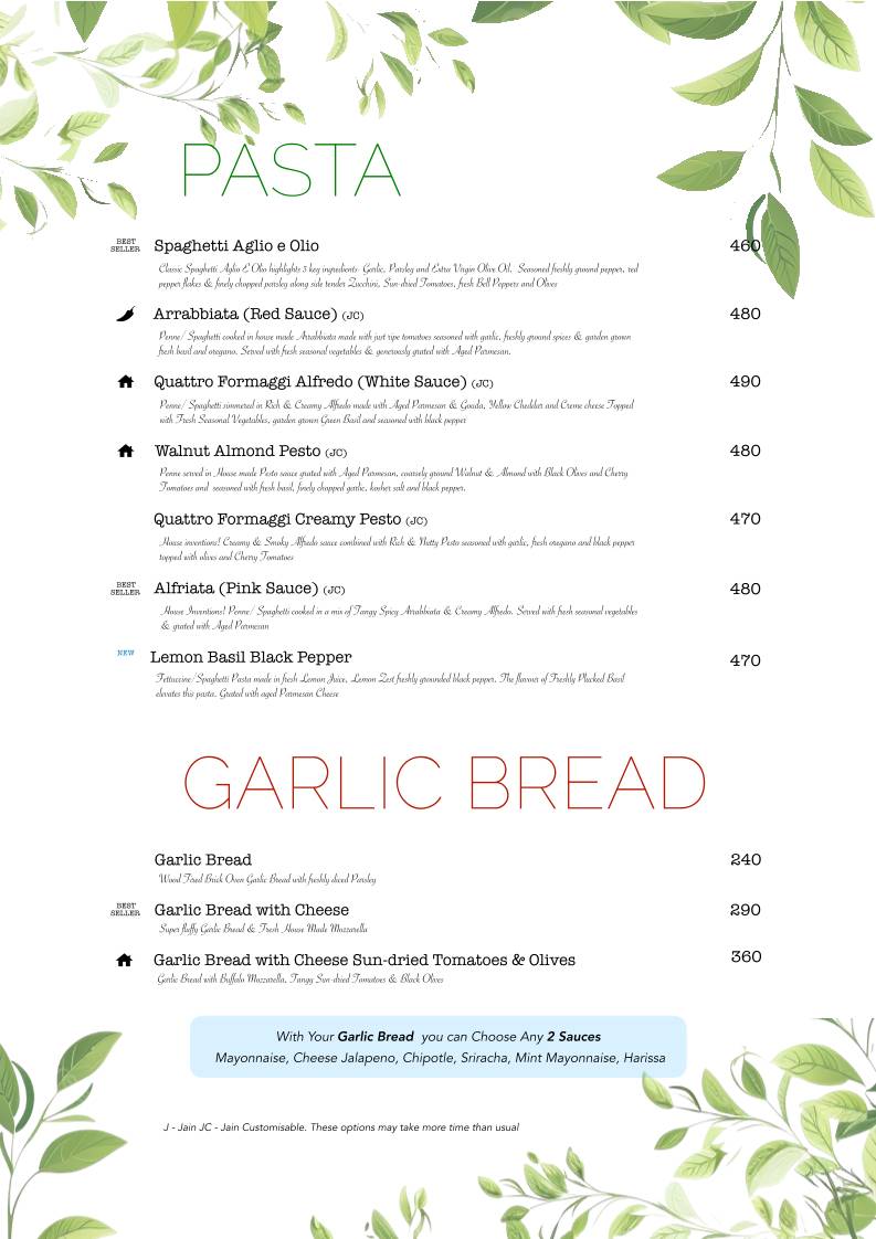 Cafe from the tree, Baner menu