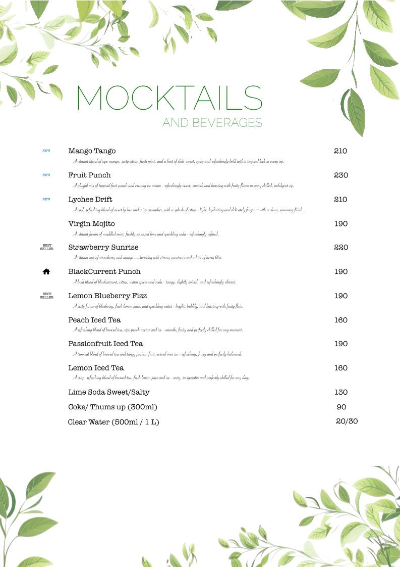 Cafe from the tree, Baner menu