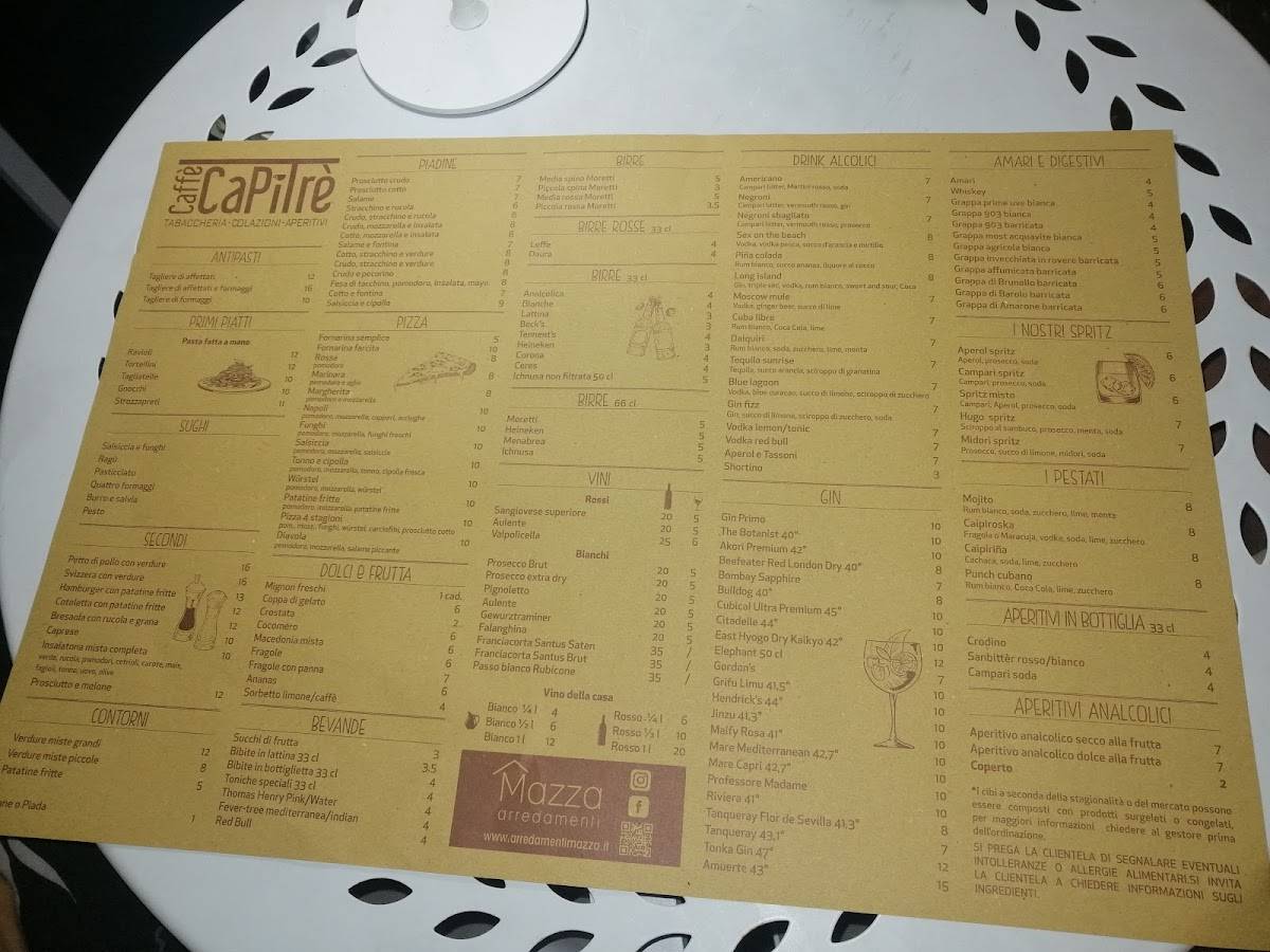 Menu di Caffe Capitre 