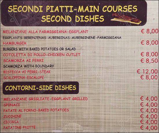 Menu di Caffè Manzoni 