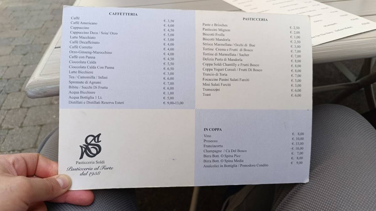 Menu de Caffè Soldi