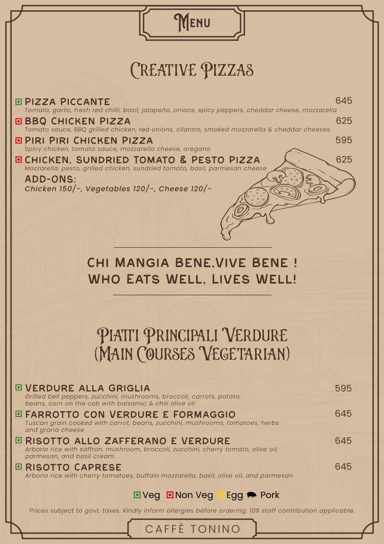 Caffè Tonino menu