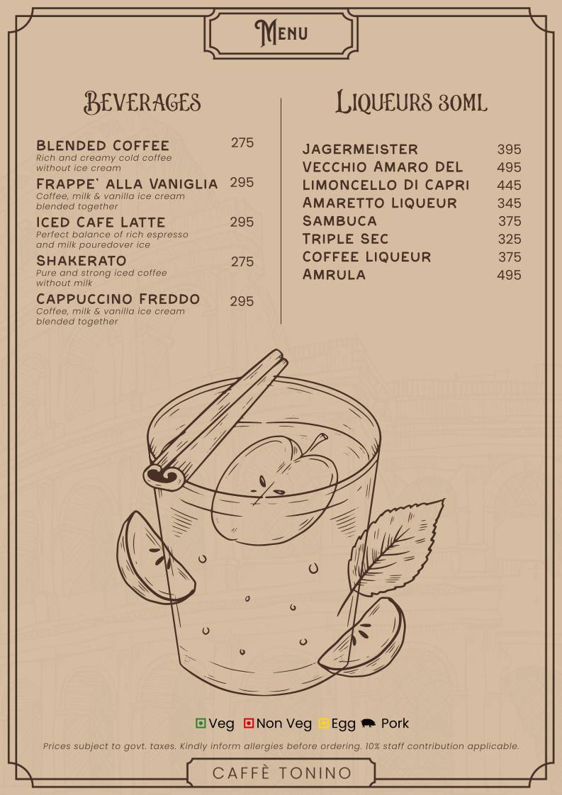 Caffè Tonino menu