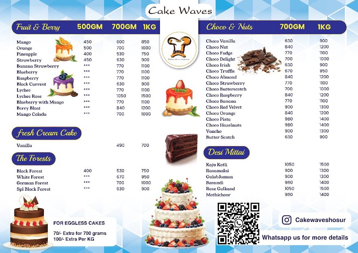 Cake Waves Hosur menu