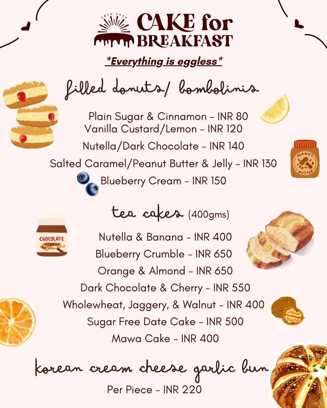 Cake for Breakfast (Cloud Bakery) menu