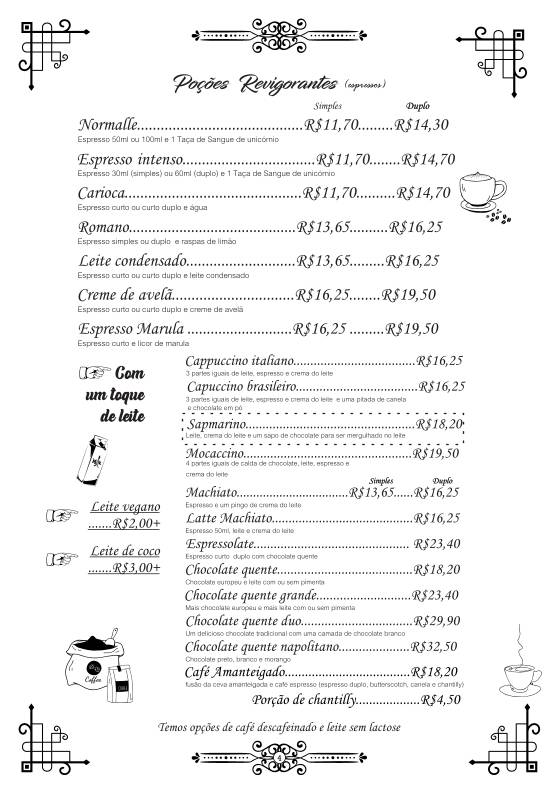 Caldeirão Furado Café/Pub cardápio