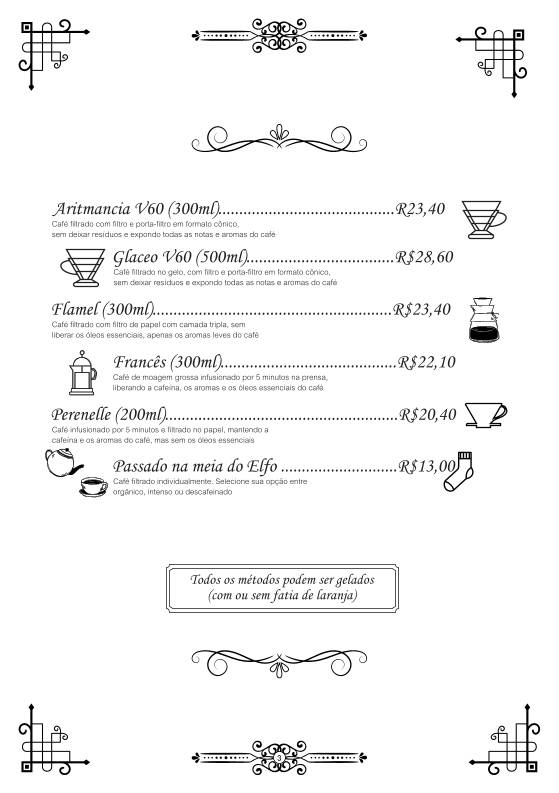 Caldeirão Furado Café/Pub cardápio