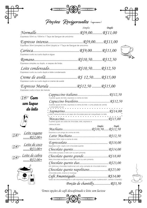 Caldeirão Furado Café/Pub cardápio