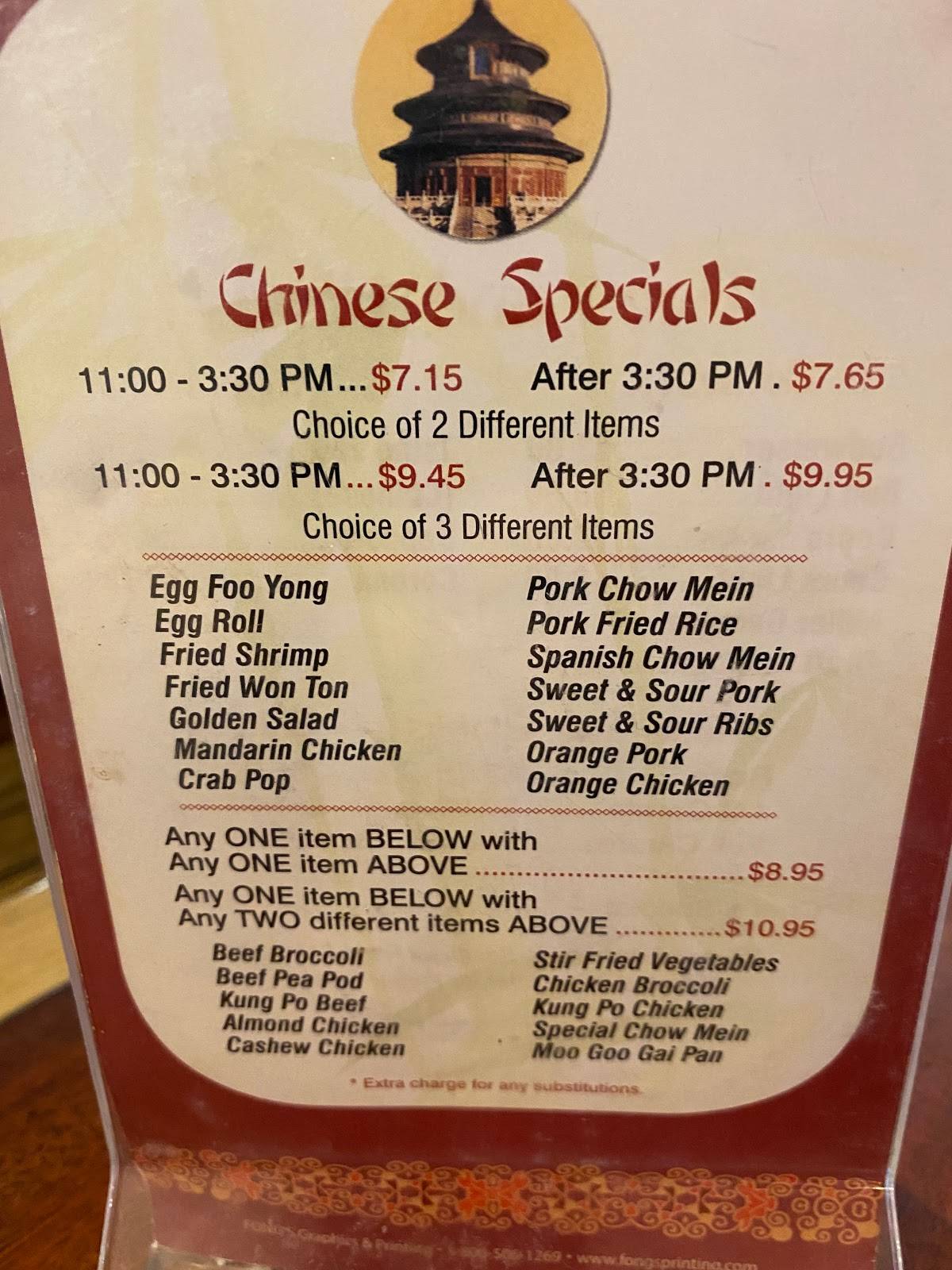 Menu at Golden Palace Restaurant, Caldwell