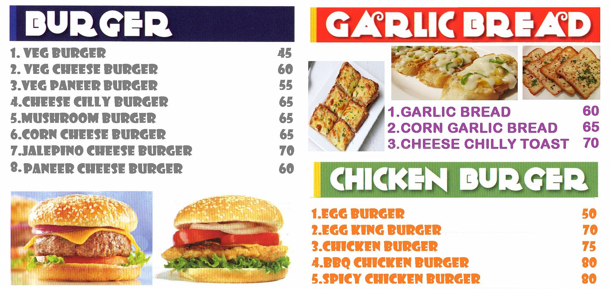 Calorie House menu
