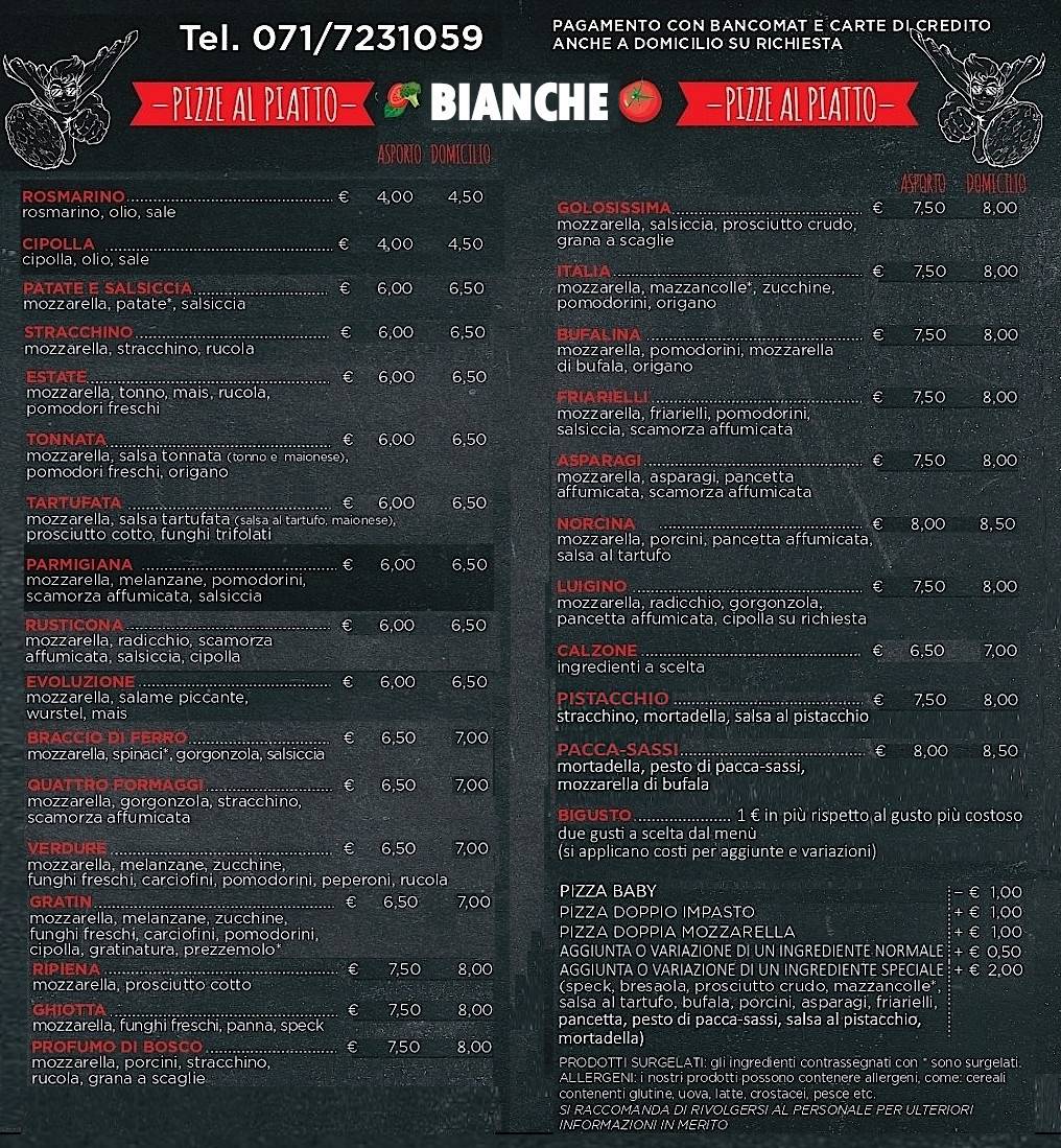 Menu di Pronto Pizza 
