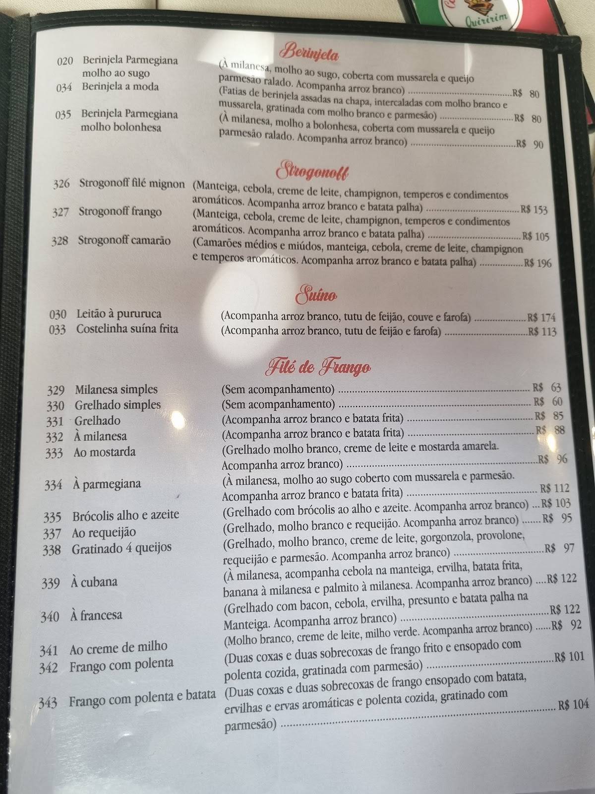 Cantina Gadioli cardápio