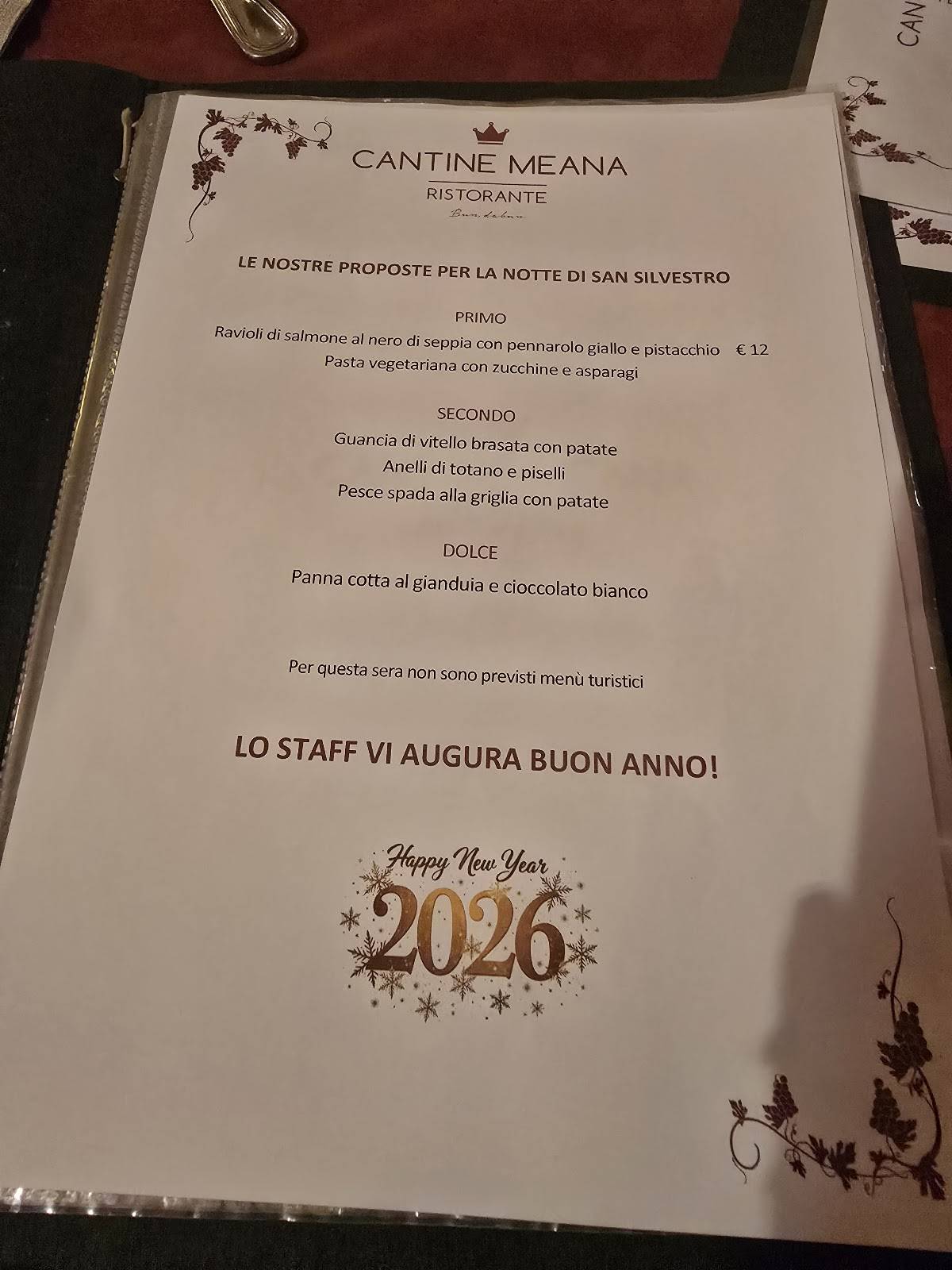 Menu di Cantine Meana 
