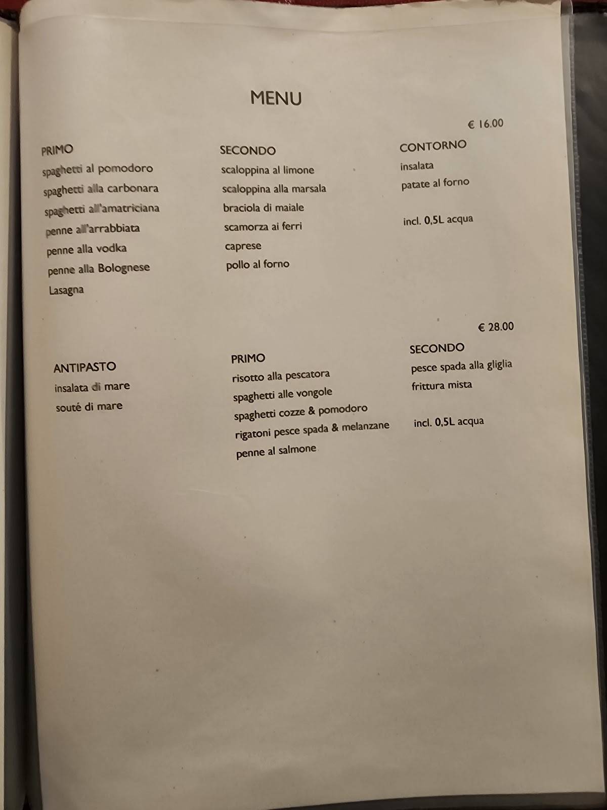 Menu di Capitello Roma 