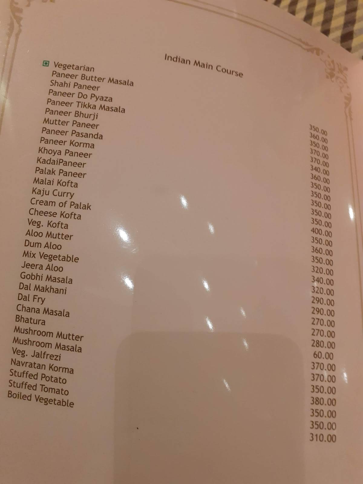 Capri Restaurant menu