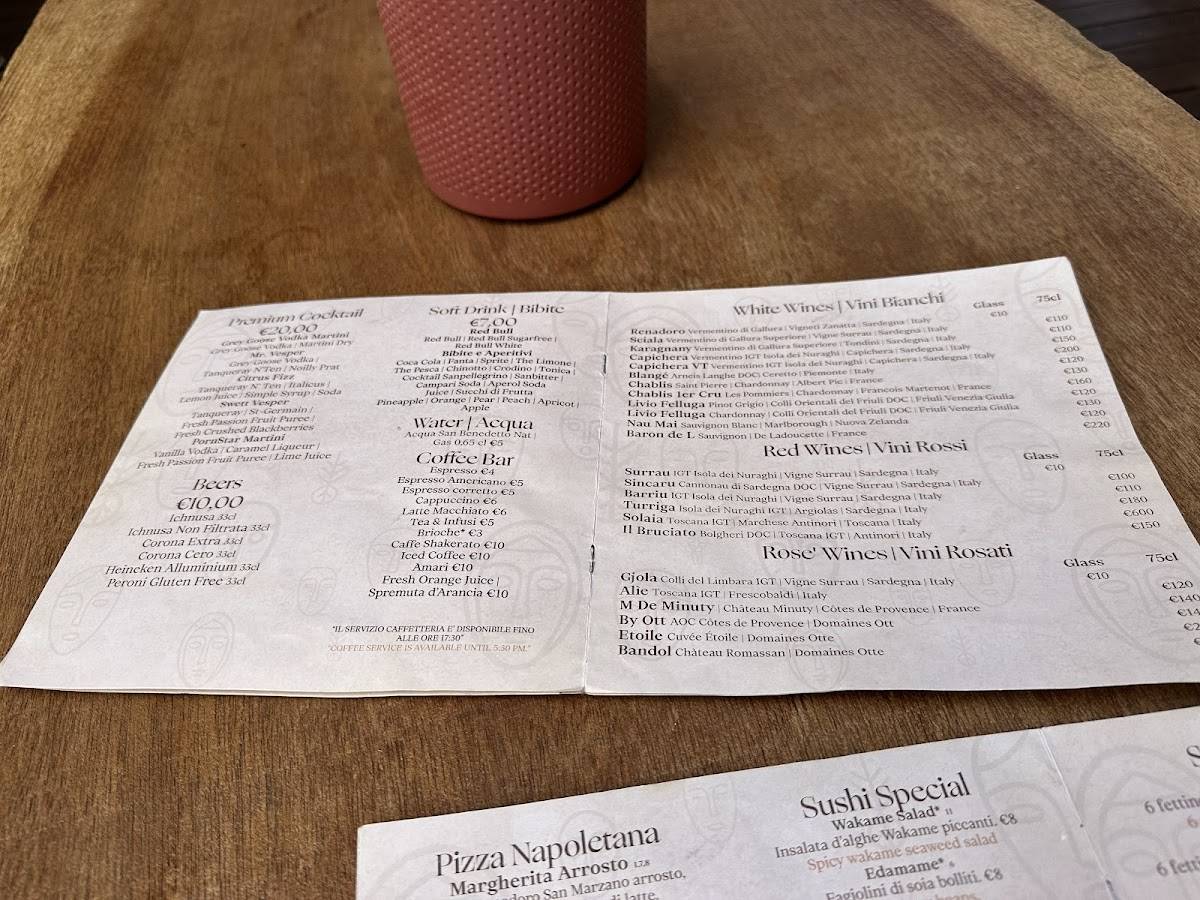 Menu di Vesper Beach Club 