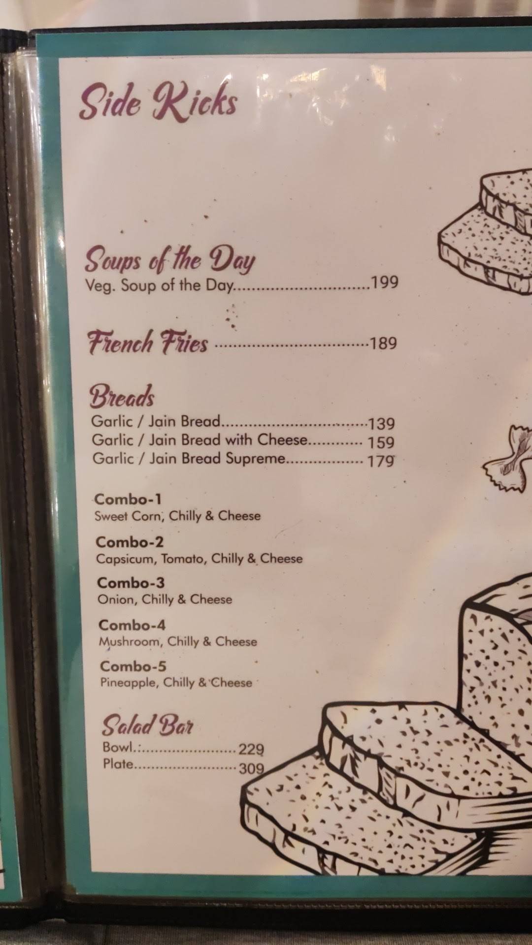 Captain Sam's menu